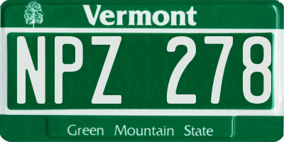 VT license plate NPZ278