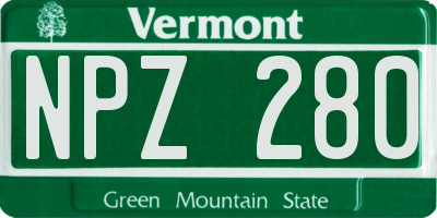 VT license plate NPZ280