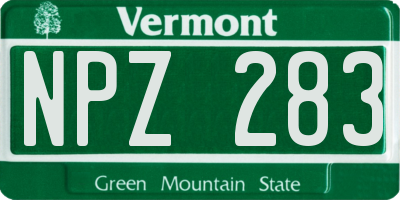 VT license plate NPZ283