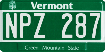 VT license plate NPZ287