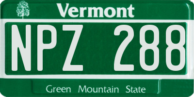 VT license plate NPZ288