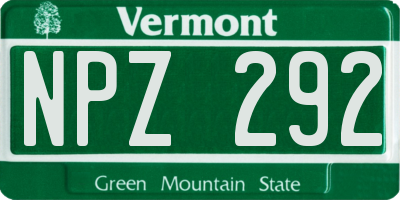 VT license plate NPZ292