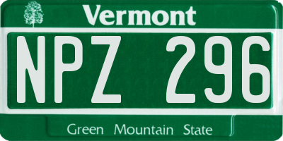 VT license plate NPZ296