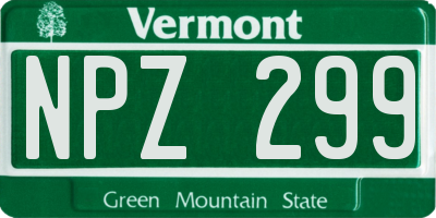 VT license plate NPZ299