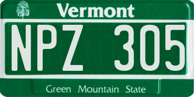VT license plate NPZ305