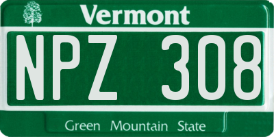 VT license plate NPZ308