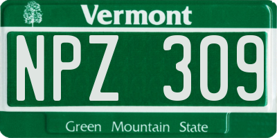 VT license plate NPZ309