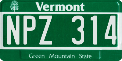 VT license plate NPZ314