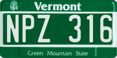 VT license plate NPZ316