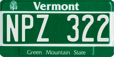 VT license plate NPZ322