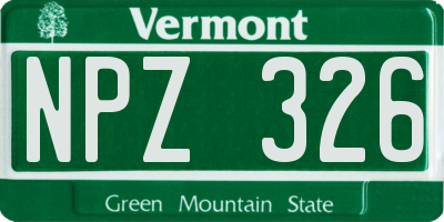 VT license plate NPZ326