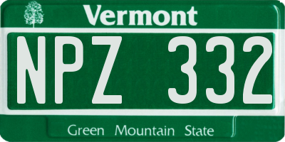 VT license plate NPZ332