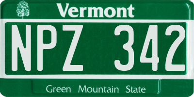VT license plate NPZ342