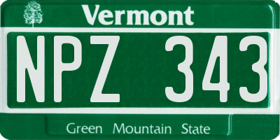 VT license plate NPZ343