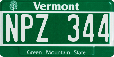 VT license plate NPZ344