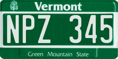 VT license plate NPZ345