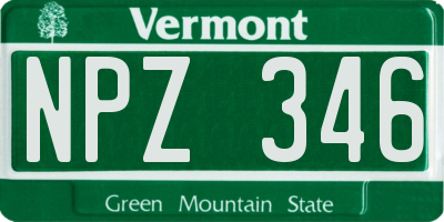 VT license plate NPZ346