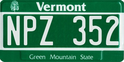 VT license plate NPZ352