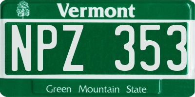 VT license plate NPZ353