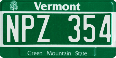VT license plate NPZ354