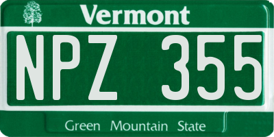 VT license plate NPZ355