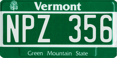 VT license plate NPZ356
