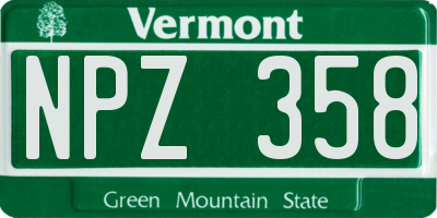 VT license plate NPZ358