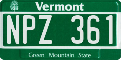 VT license plate NPZ361