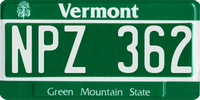 VT license plate NPZ362
