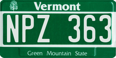VT license plate NPZ363