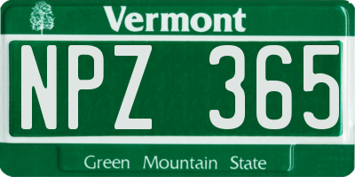 VT license plate NPZ365