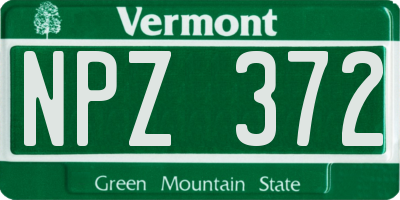 VT license plate NPZ372