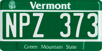 VT license plate NPZ373