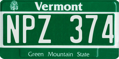 VT license plate NPZ374