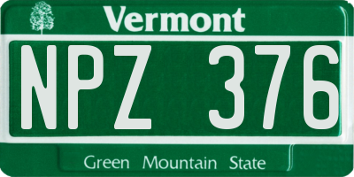 VT license plate NPZ376