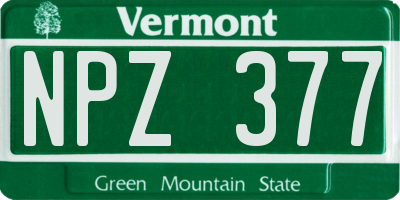 VT license plate NPZ377