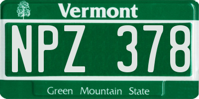 VT license plate NPZ378