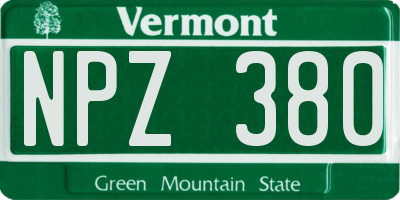 VT license plate NPZ380