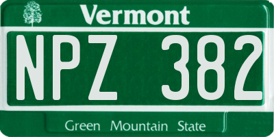 VT license plate NPZ382