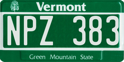 VT license plate NPZ383