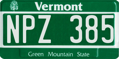 VT license plate NPZ385