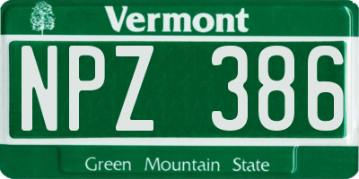 VT license plate NPZ386