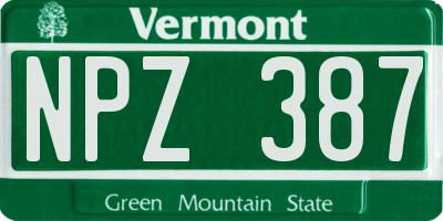 VT license plate NPZ387