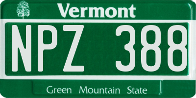 VT license plate NPZ388