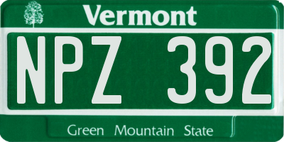 VT license plate NPZ392