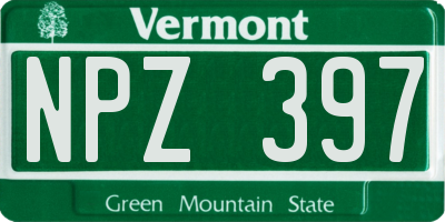 VT license plate NPZ397