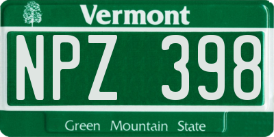 VT license plate NPZ398