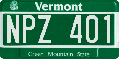 VT license plate NPZ401