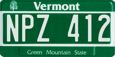 VT license plate NPZ412