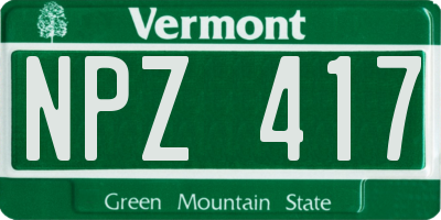 VT license plate NPZ417
